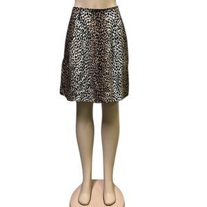 White House Black Market Leopard Pockets Belt Loops Side Zip Skirt Womens 2